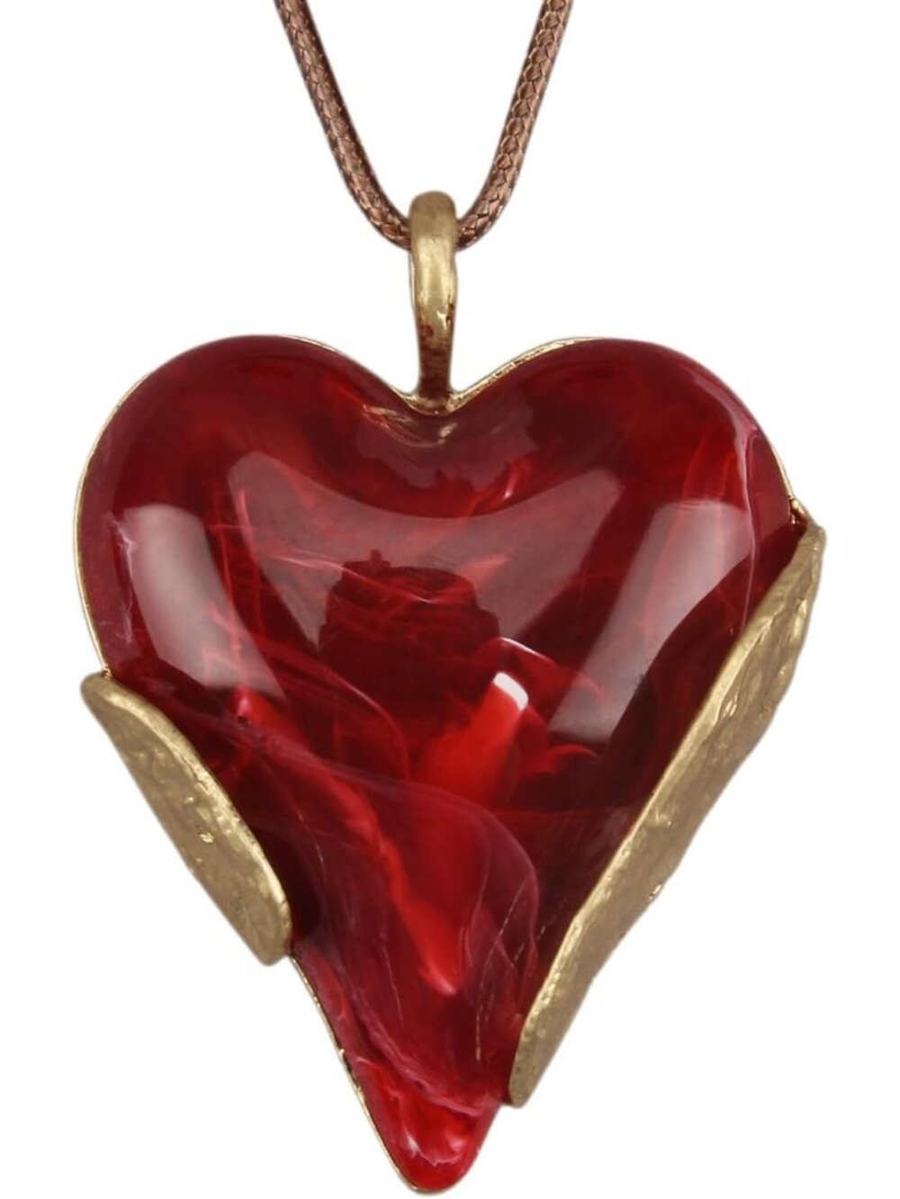 Women's Red Heart Pendant Necklace Romantic Crystal Glass Jewelry Gift
